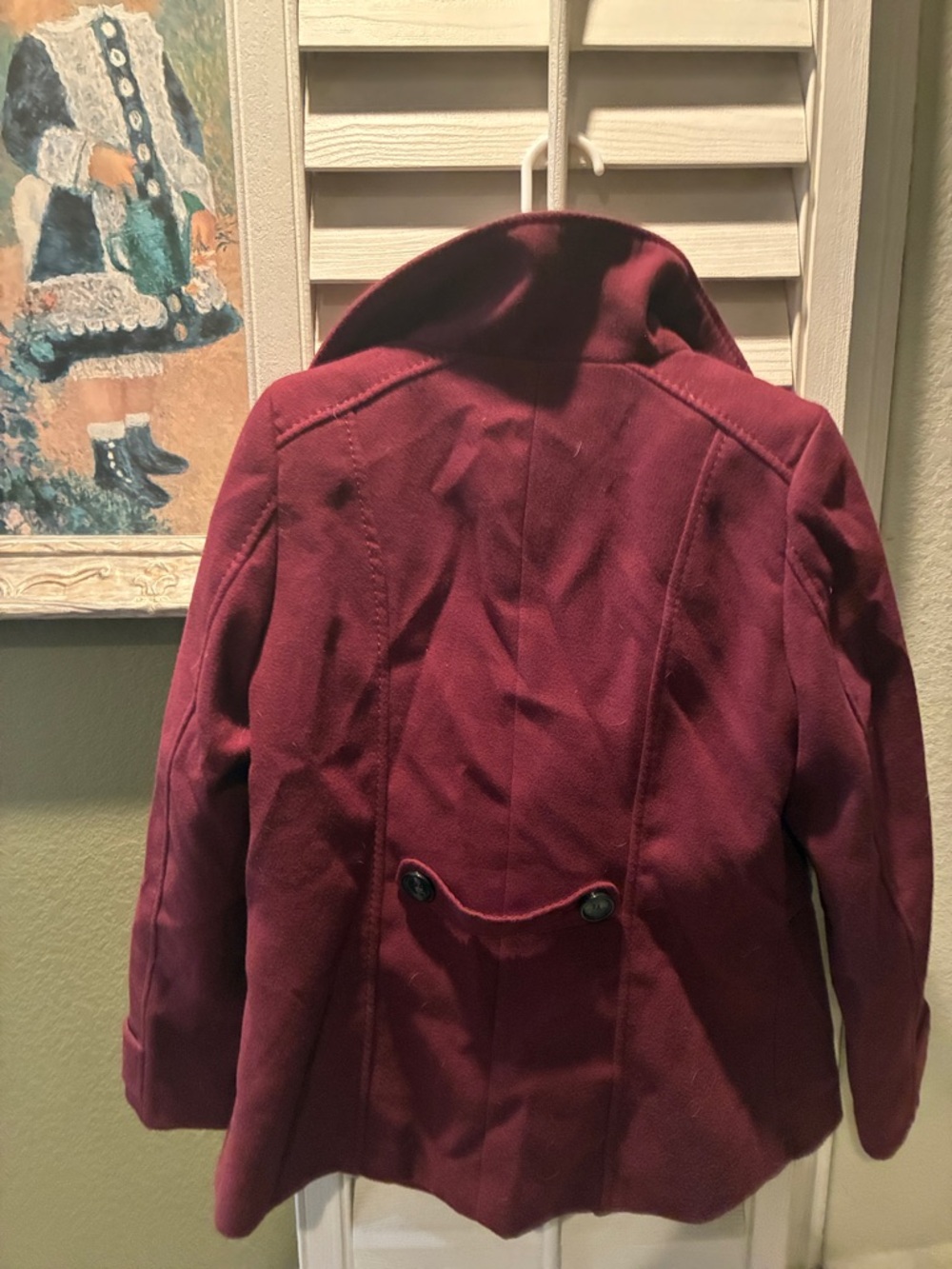 H&M Wine Red Double-Breasted Pea Coat - Picture 5 of 6